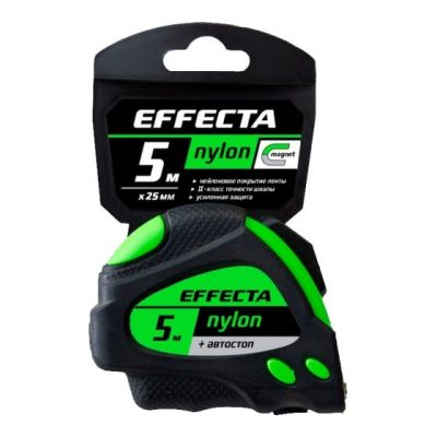 Рулетка Effecta Nylon  5м/25 мм с магнитом, автостопом, лентой нейлон 580525 в Туле