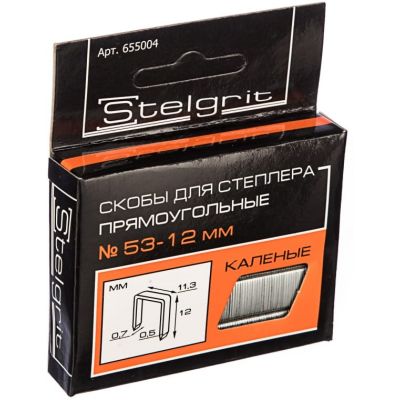 Cкобы для мебельного степлера каленые 12x0,7 мм 1000 шт./уп. "Stelgrit" 655004 (10) в Туле