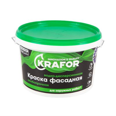 Краска В/Д фасадная 3кг (1) Krafor (салат) в Туле