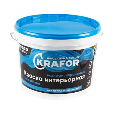 Краска В/Д интер супербелая 14кг (1) Krafor (син) в Туле